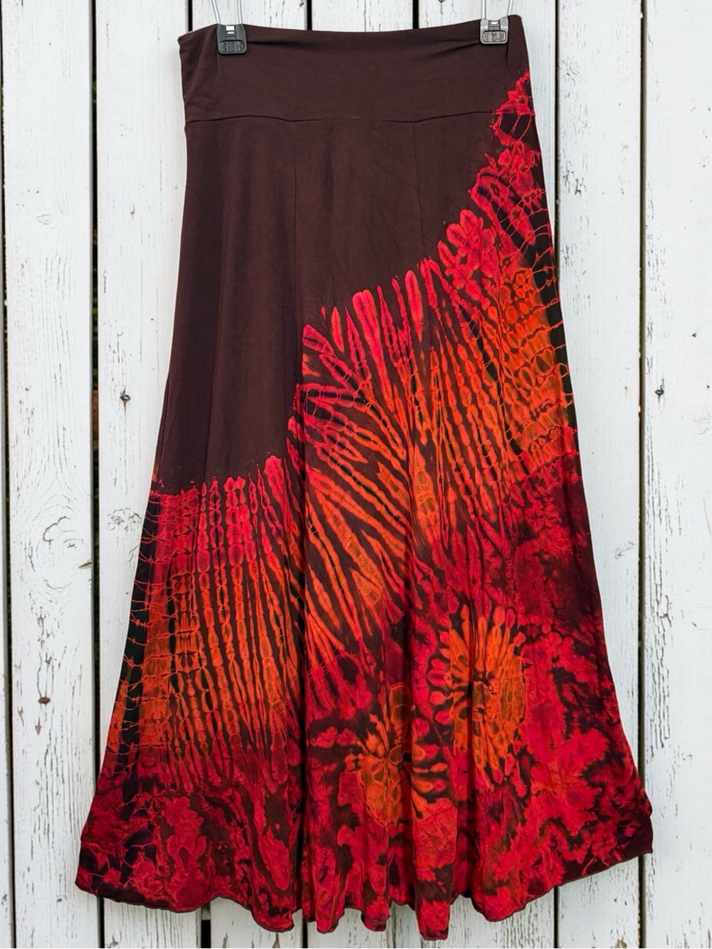 Earthbound Trading Co. Boho Tie-Dye Maxi Skirt Brown/Red Women’s Large - Picture 3 of 6